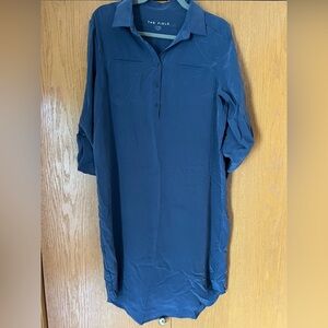 The Field Blue Button-Up Dress silk shirt dress women’s medium